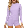 thumbnail image 2 of Swimsuit Set for Girls, Long Sleeve Two Piece with Floral Print, Solid Color Beach Swimsuit for Kids 3-14 Years, 2 of 7