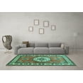thumbnail image 3 of Ahgly Company Indoor Rectangle Medallion Turquoise Blue Traditional Area Rugs, 7' x 9', 3 of 4