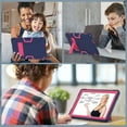 thumbnail image 7 of ELEHOLD Rugged Hybrid Case for Walmart ONN 10.1 Inch Tablet Gen 3 2022(Model:100071485), Tri-Layers Hard PC Soft Silicone Hidden Kickstand Anti-Scratch Shockproof Heavy Duty Kids Case,Navy + Rose, 7 of 7