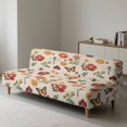 thumbnail image 6 of SCRAWLGOD Butterfly Daisy Floral Dragonfly Print Beige Stretch Armless Futon Cover Futon Slipcover Non Slip Sofa Bed Cover Furniture Protector with Elastic Bottom, Machine Washable, 6 of 7