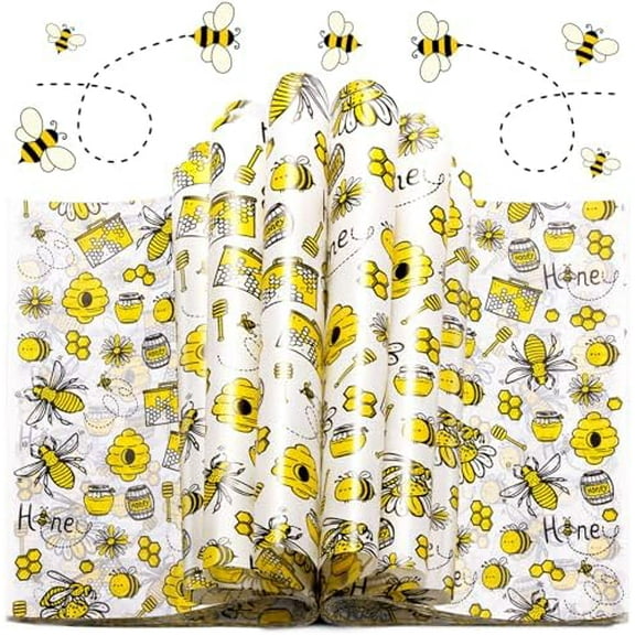 200 Pcs Wax Paper Sheets for Food, Sandwich Wrap, Deli Wraps, Bee Day Waterproof Oil-Proof Picnic Basket Liners With Bee Pattern for Kitchen Handmade Food, Large$$Home Decor, Kitchen, & Other