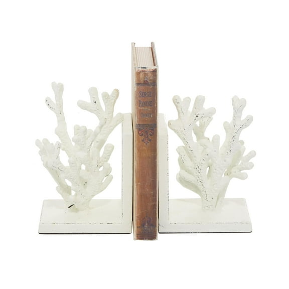 DecMode 5" Coral White Metal Bookends (Set of 2)