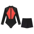 thumbnail image 5 of YONGHS Womens 2 Piece Sparkling Rhinestones Gymnastics Unitard Biketard Leotard with Shorts Set Red XXL, 5 of 7