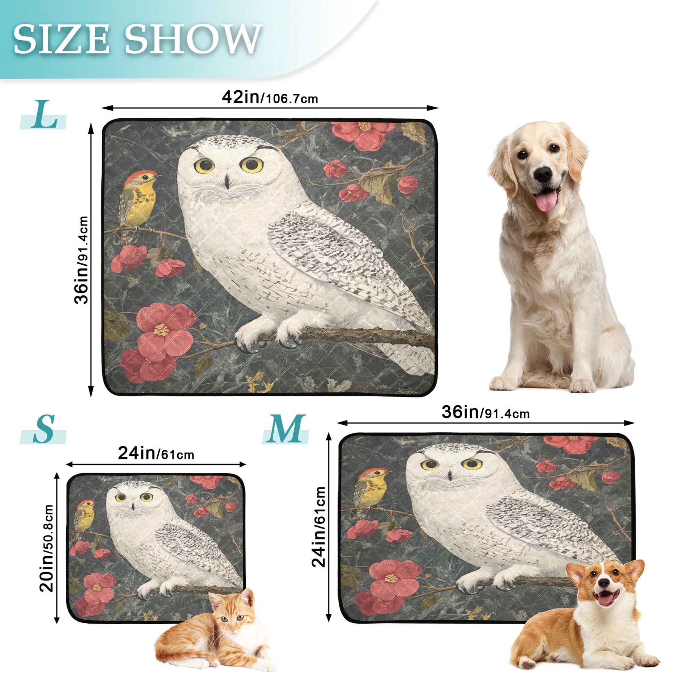 Qxltty Snowy Owl Cat litter Pads Pet Set of 3 Diaper Mats Center Anti-leakage Layer Absorbent Soft and Comfortable