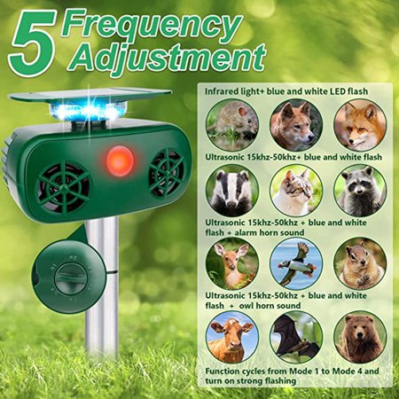 High-power 360-degree flash solar outdoor animal repeller plug-in USB bird repellent