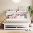 thumbnail image 3 of Bellemave Queen Size Murphy Bed, Solid Wood Foldable Platform Bed Frame Can Convert to Cabinet, Murphy Cabinet Bed with USB Port and removable Shelves on Each Side (Queen,White), 3 of 3