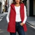 thumbnail image 6 of Diufon Womens Long Vest Casual Sleeveless Hooded Button Down Fleece Cardigan Fall Winter Warm Outerwear, 6 of 10
