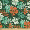 thumbnail image 2 of Ambesonne Tropical Fabric by the Yard Upholstery, Abstract Hibiscuses Art, 10 Yards, Burnt Sienna Pale Teal, 2 of 5
