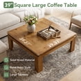 thumbnail image 6 of Finmind 39.4" Solid Wood Square Coffee Table, Farmhouse Center Table with Recessed Edge for Living Room, Easy Assembly, Natural Brown, 6 of 7