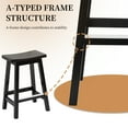 thumbnail image 5 of CL.HPAHKL Counter Height Bar Stools Set of 2, 24 Inch Kitchen Counter Stools Backless Wooden Barstools Solid Wooden Saddle Stools with Footrests for Kitchen Island, Dining Room, Pub, Cafe, Black, 5 of 10