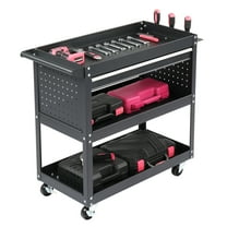 UBesGoo 3 Tier Rolling Tool Cart, 330 Lbs Capacity, 3 Shelves Steel Utility Cart for Garage, Workshop, Warehouse & Repair Shop