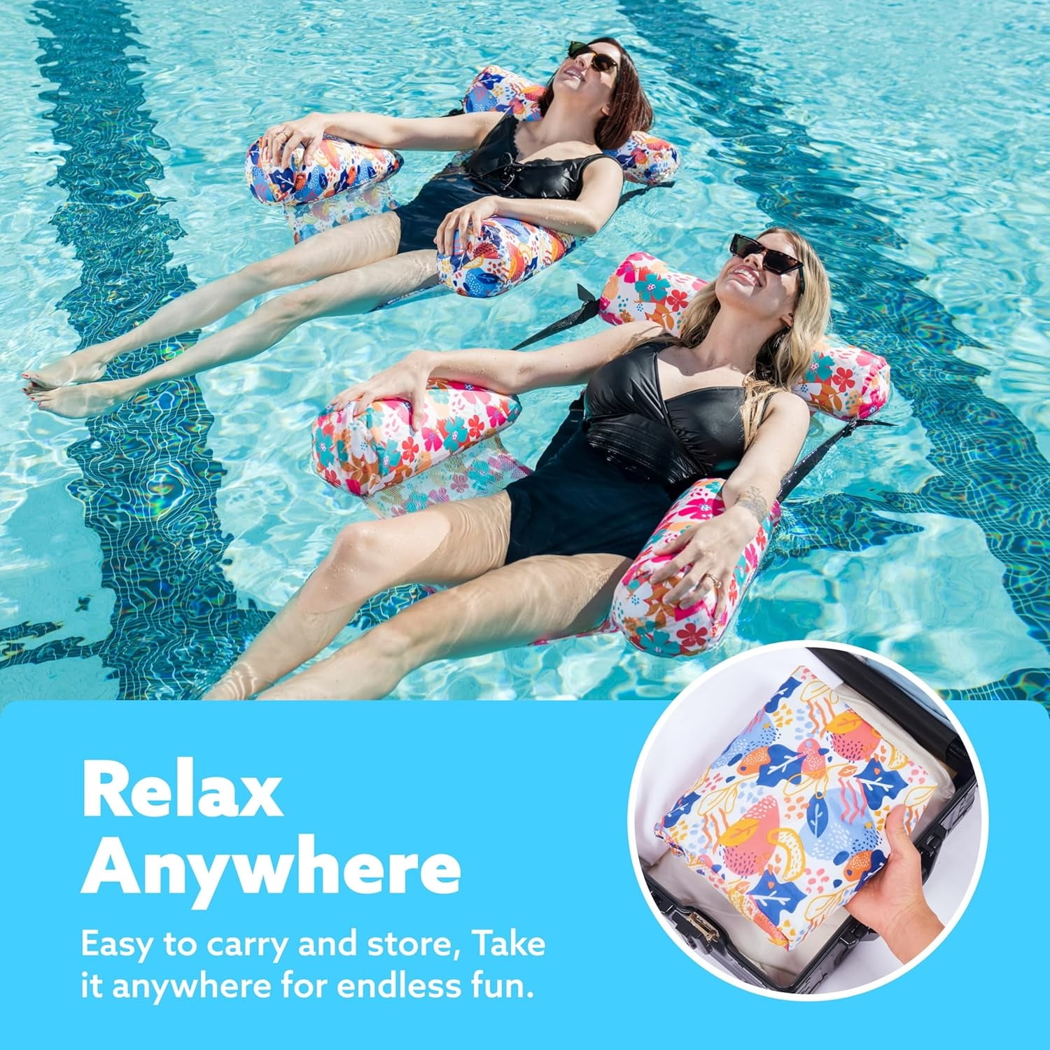 Joyfy Inflatable Pool Float for Adults,2 Packs Blow up Pool Noodles Chair for Summer Outdoor Beach Party,Inflatable Pool Lounge ,Water Floating Pool Chair
