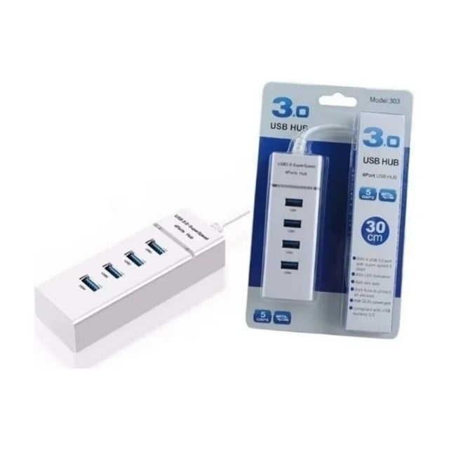 Adaptador duplicador USB 3.0 Hub 4 puertos en 1 blanco