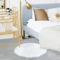 thumbnail image 3 of REGALWOVEN Faux Fur Area Rug Shaggy Floor Mat, White 2x2 Feet Round, 3 of 8