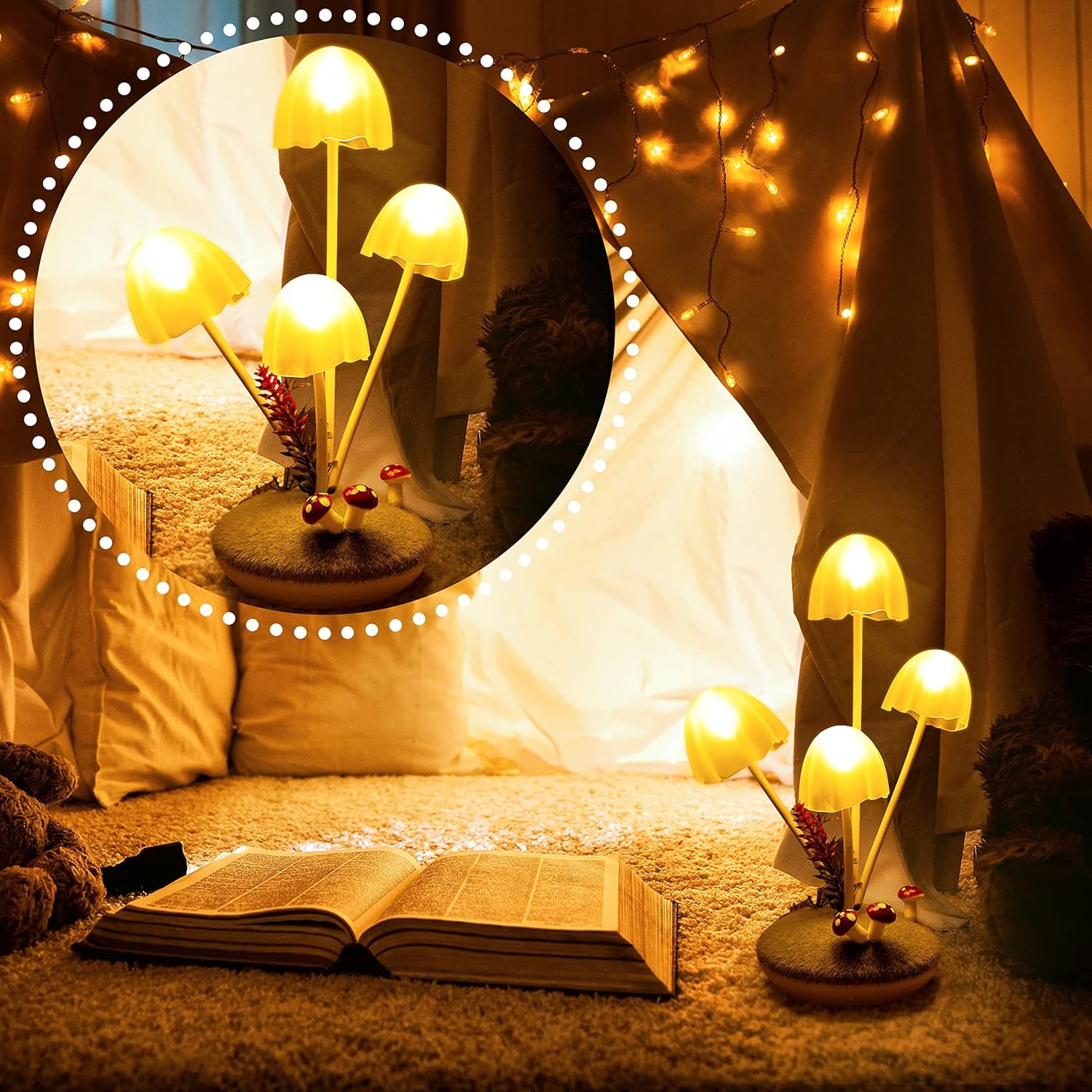 fuzhong-Mushroom Night Light for Kids, Wonderland Mushroom Decor