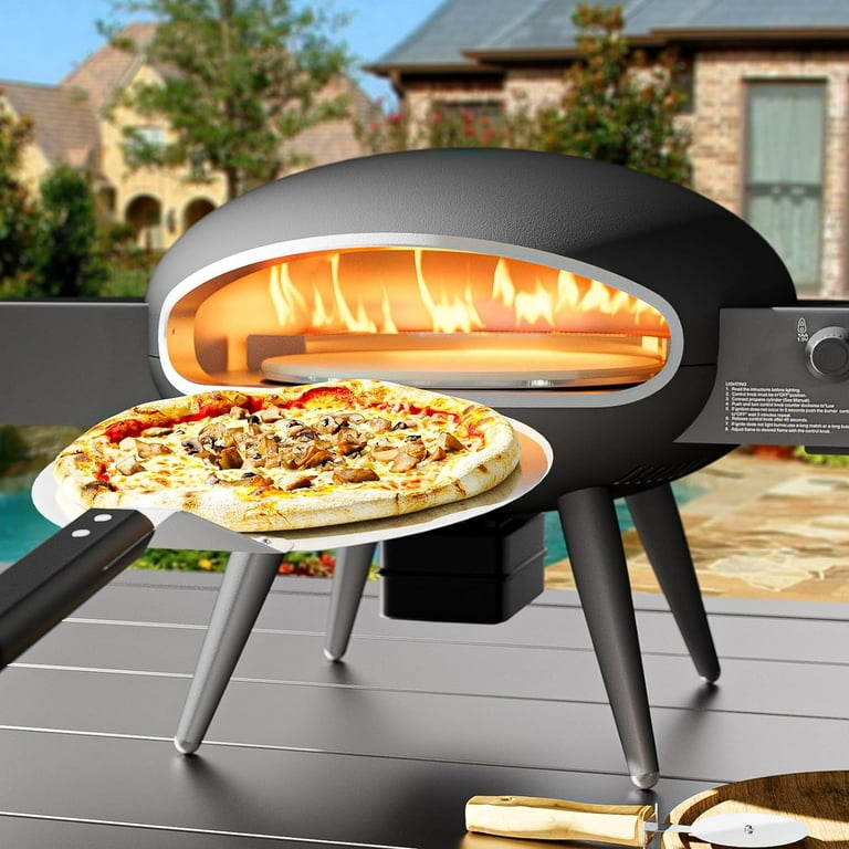 UDPATIO Outdoor Gas Pizza Oven Propane, Rotating Pizza Grill Oven Pizza  Maker with 12 Pizza stone, Portable Pizza Ovens for Outside with Rotary  Motor, Pizza Peel, Pia, Cutter and Waterproof Cover 