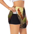 thumbnail image 3 of Lsque Country Farm Morning Rooster Printed Women's Running Shorts with Liner Pockets,Elastic Quick Dry Workout Athletic Gym Yoga Shorts,Womens High Waist Shorts-Small, 3 of 9