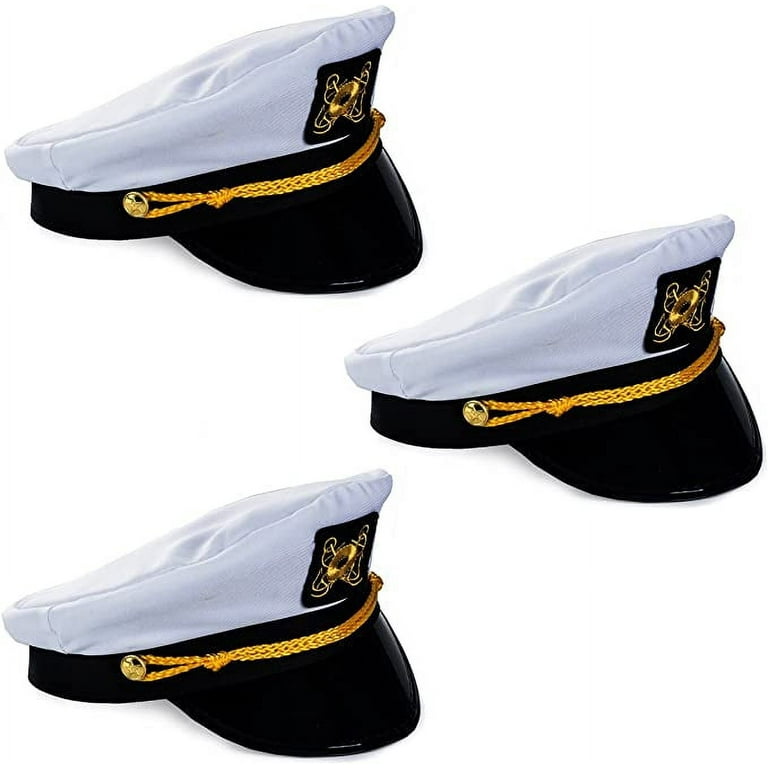 Funny Party Hats Captain Hat - Yacht Boat Sailing Fishing Captains Cap (3  Pack) 