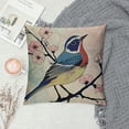 thumbnail image 2 of Almond Blossom Throw Pillow Cushion Cover, Sparrow Perching on a Japanese Sakura Tree Branch with Blurred Background, Decorative Square Accent Pillow Case,, Multicolor, 2 of 5