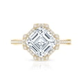thumbnail image 4 of Rosec Jewels Moissanite Engagement Ring with Halo - Art Deco Ring (3 Carat, 8 mm Asscher Cut, D-VS1 Quality), 14K Yellow Gold, US 3.00, 4 of 8