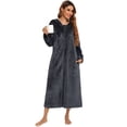 thumbnail image 6 of Eternatastic Womens Housecoat Zip Robe Fleece Zip Up Front Robe Bathrobe Plush Warm Zipper House Coat Lounger with Pockets, 6 of 8