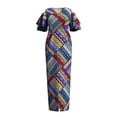 thumbnail image 3 of BintaRealwax Women's African Print Maxi Dress Ruffle Sleeve V-Neck Kente Ankara Dashiki Long Dress Wedding Party, 3 of 3