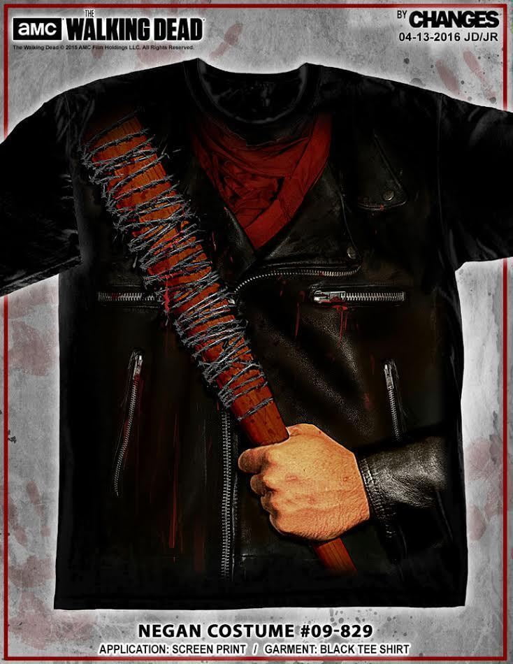 The Walking Dead Negan Costume Tee Lucille Bat Rick Saviors Mens Shirt  09-829 (Regular, L) 