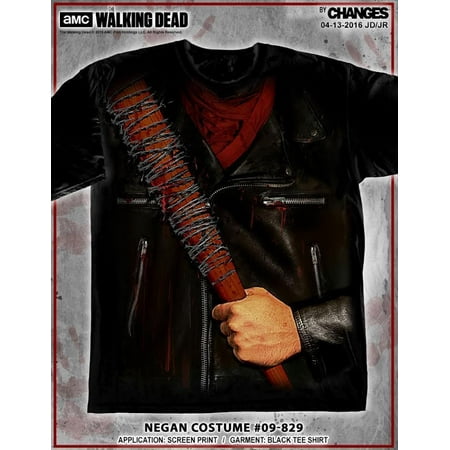The Walking Dead Negan Costume Tee Lucille Bat Rick Saviors Mens Shirt 09-829 (Regular, 2XL)