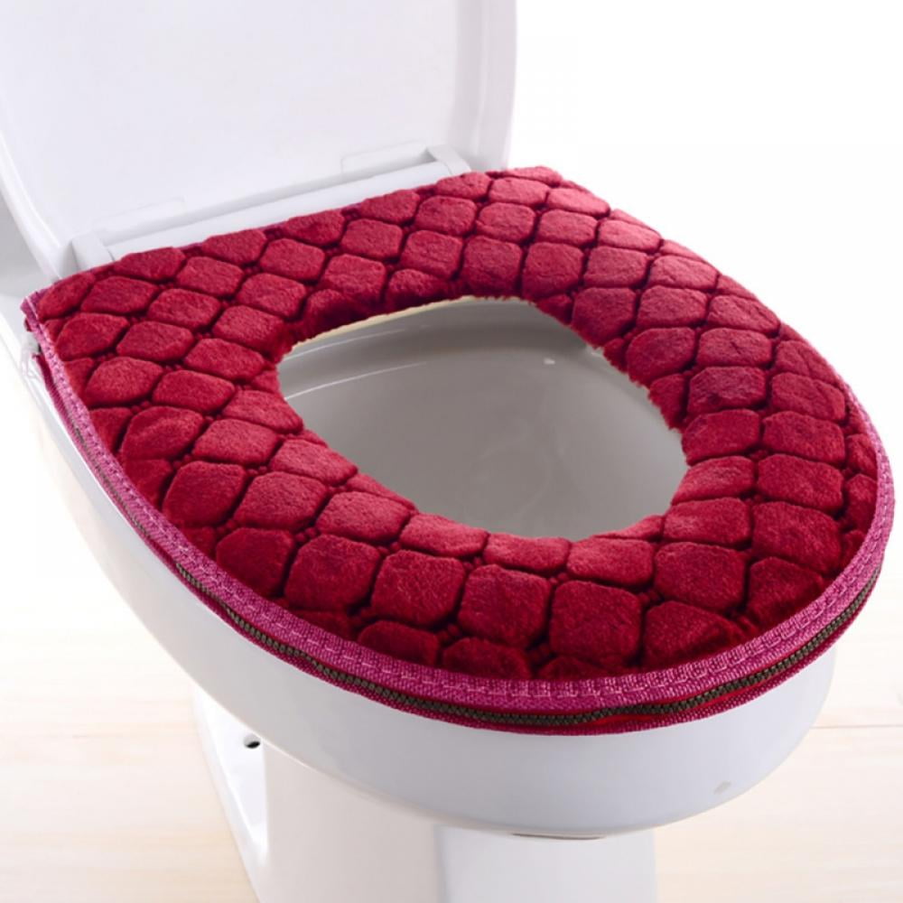 Bathroom Toilet Seat Cover Soft Plush Washable Winter Warmer Mat Pad Cushion US 