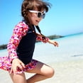 thumbnail image 5 of EnJoCho Toddler Girls Swimsuit Long Sleeve Rash Guard U𝖯F 50+ Sun Protection Quick-Dry Bathing Suit 𝖴𝖵 Protective Beach Swimwear Summer Bodysuit, 5 of 9