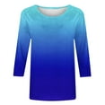 thumbnail image 4 of CYMMPU Women's Shirts Gradient Color 3/4 Length Sleeve Summer Fall Business Work Blouses Basic Tees Trendy Tunic Tops Casual Crewneck 2025 Clothes Blue L, 4 of 4