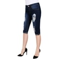 thumbnail image 2 of 2Luver, Women's, Stretchy 5 Pocket Skinny Ripped Capri Jeans, Dark Denim, 9, 2 of 3