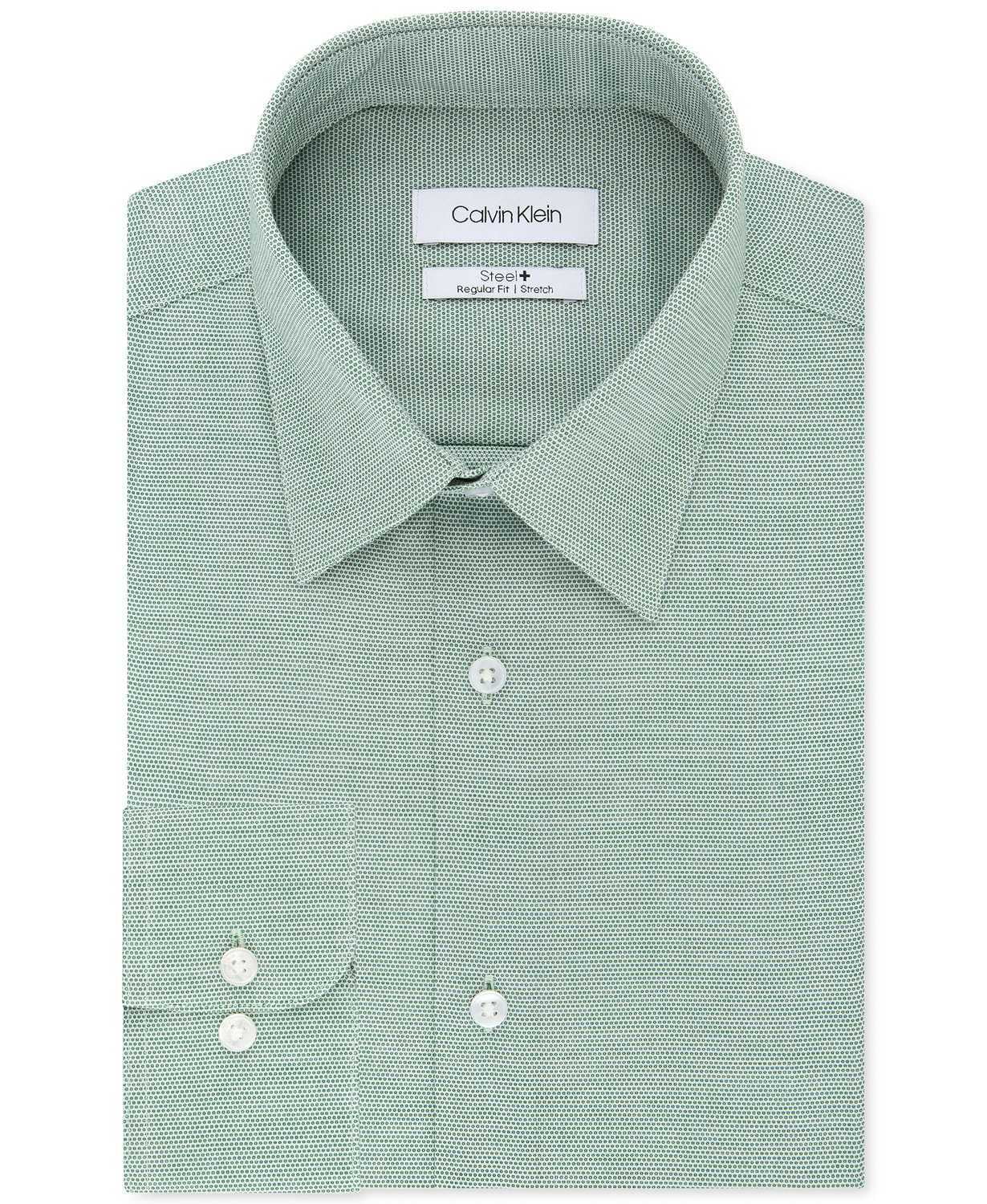 Calvin Klein Men’s Steel Classic/Regular NonIron Stretch Performance Dress Shirts, Dark Green