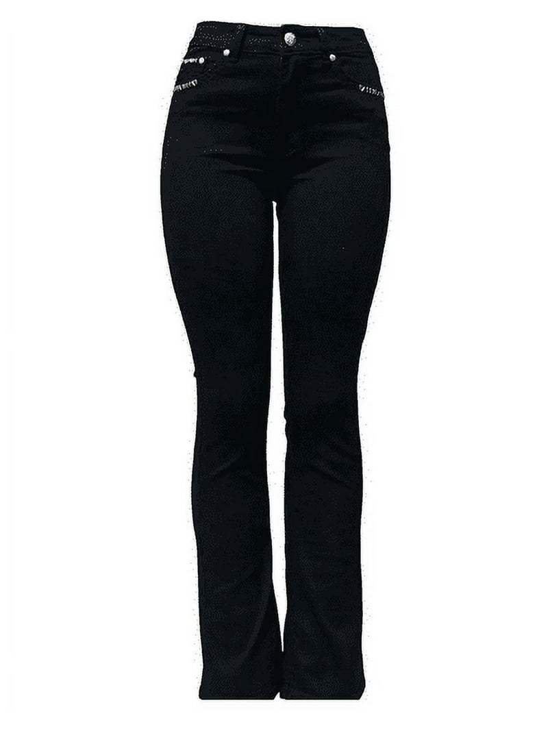 Jack David H&Y Rhinestone Studded Denim Bootcut Flap Pocket