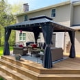 thumbnail image 2 of PURPLE LEAF 12' X 14' Permanent Hardtop Gazebo Aluminum Frame Gazebo with Galvanized Steel Double Roof for Patio Lawn and Garden, Light Included, Grey, 2 of 14