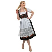 Dirndl Trachten Haus 3 Piece Long German Oktoberfest Dirndl Cotton Dress for Womens and Girls - Black