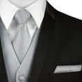 thumbnail image 4 of Best Tuxedo Men's Solid Satin Formal, Tuxedo, Wedding, Prom, Cruise Vest, Tie & Hankie Set in Platinum, 4 of 4
