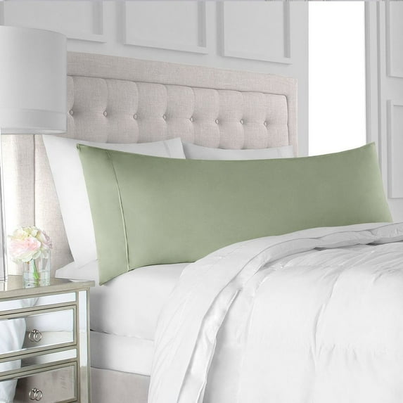The Great American Store- 1500 Series Microfiber Solid Sage, Long Body Pillowcases (21"x 72") - Zippered Closure End - Wrinkle, Fade, Stain Resistant