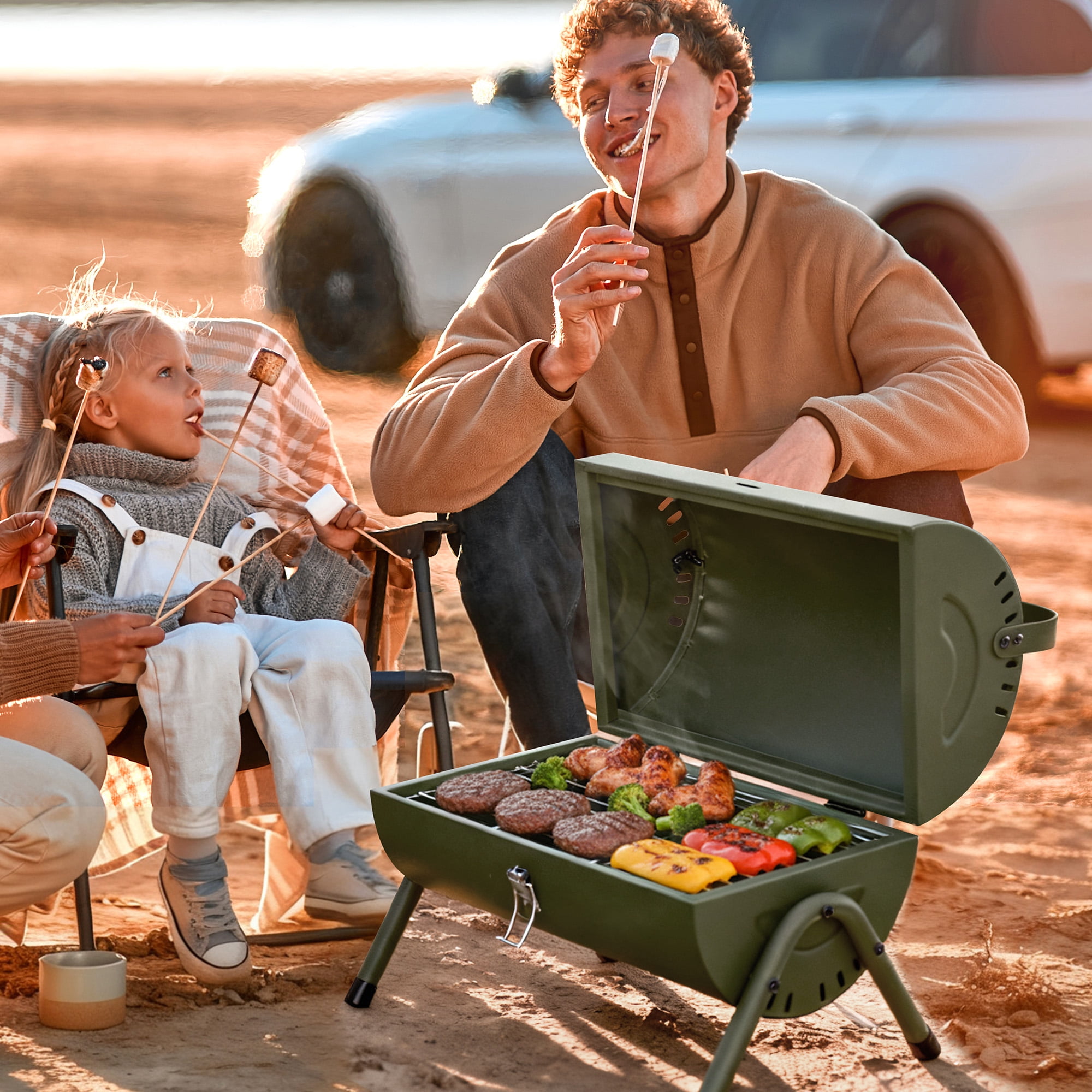 Royal Gourmet CC1015L Portable Charcoal Grill,with Four Air Vents, for Outdoor Backyard, Patio Parties and Picnics, Olive Green