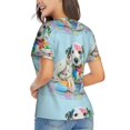thumbnail image 3 of Vsdgher A Funny Little Dalmatian Puppy Women Shirts V Neck Short Sleeve Tops T-Shirt Basic Tees, S to 3XLXX-Large, 3 of 5