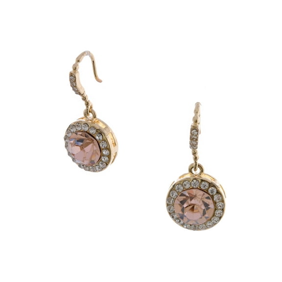 Wedding Earrings Gold Plating Peach Rhinestone Fish Hook Earrings