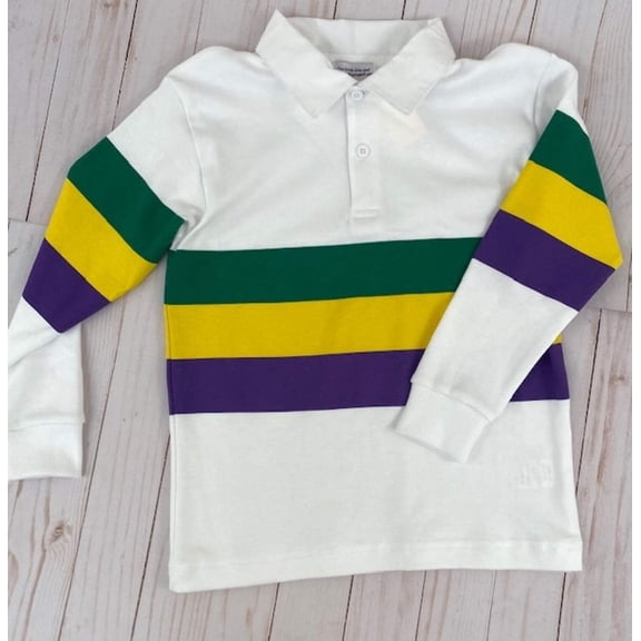 Purple, Green, and Gold Long Sleeve Children's Rugby Shirt (Each)