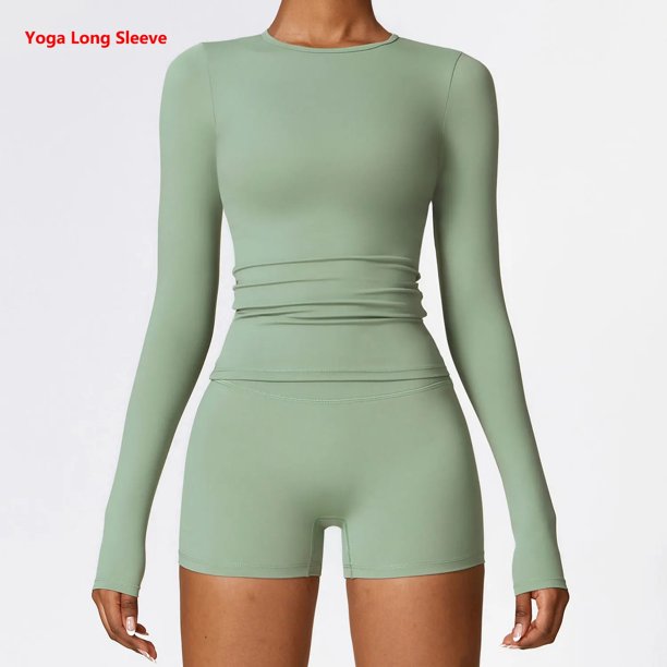 Camisetas de Yoga sin costuras para mujer, Top corto, camisas de manga larga para Yoga, deportes, Fitness, ropa de gimnasio, camisetas de entrenamiento con realce, camisetas deportivas