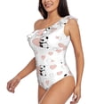 thumbnail image 2 of Wukai Heart Panda Chic One Shoulder Swimwear with Ruffle Design and Tummy Control Skirt: Fashionable, Supportive, Comfortable for Beach-Small, 2 of 7
