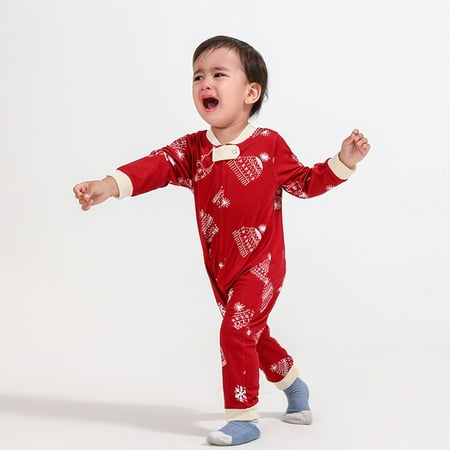 

LINMOUA Baby Rompers Christmas Print Family Matching Long Sleeve Top Pants Set