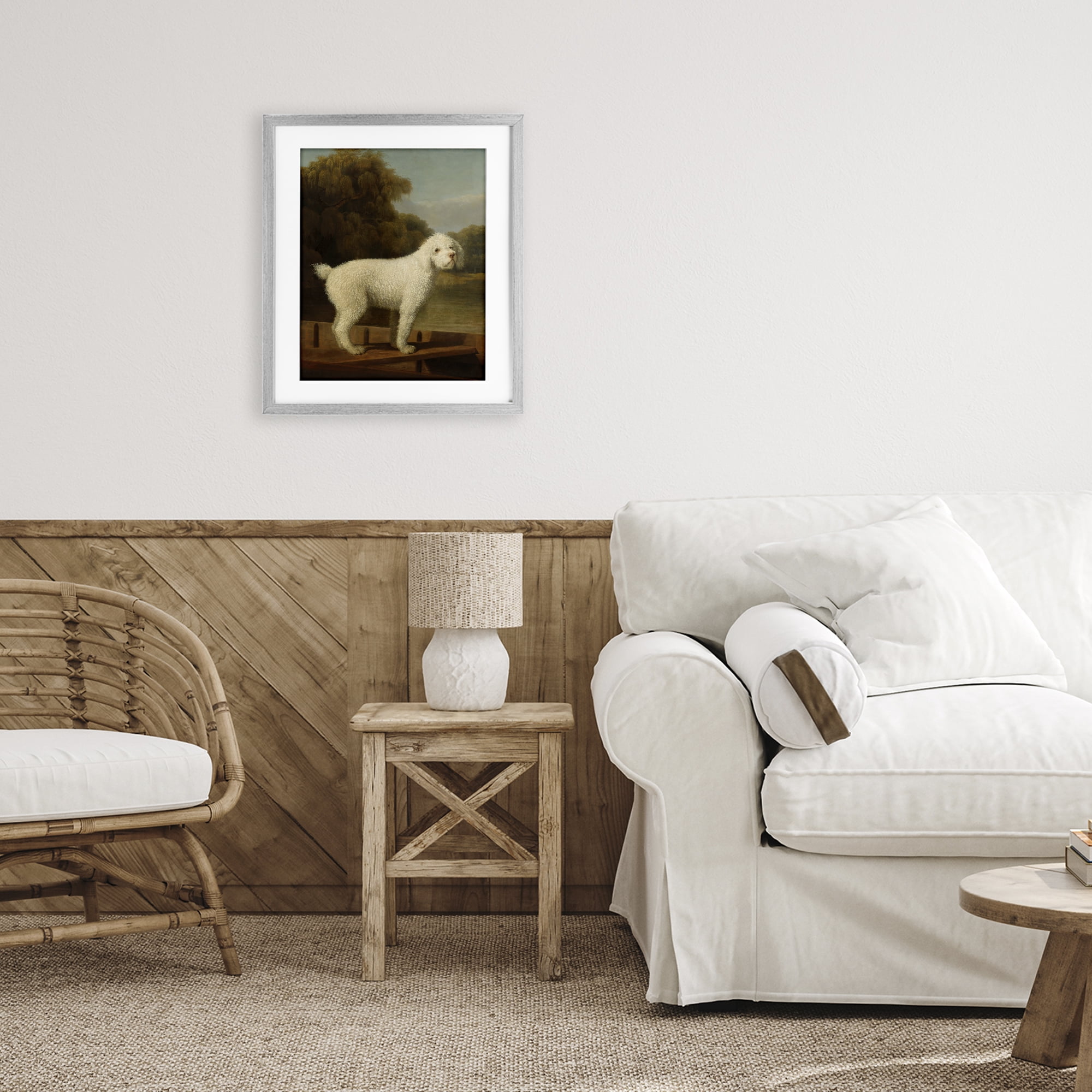 Stupell Industries White Poodle in a Punt Gray Framed Print Under Glass, design by Tina LeCour