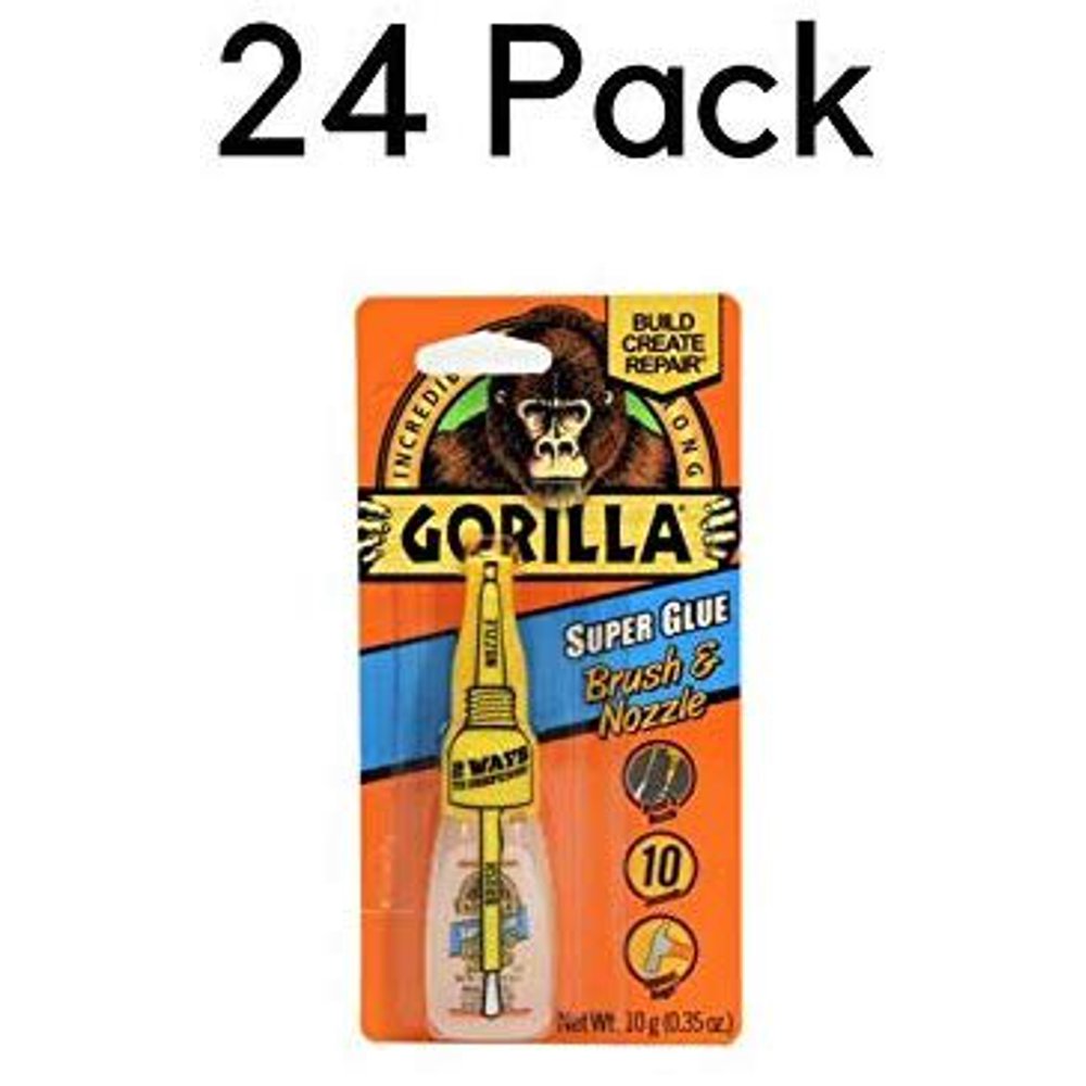 Gorilla Super Glue with Brush & Nozzle Applicator, 10 Gram, Clear, (24