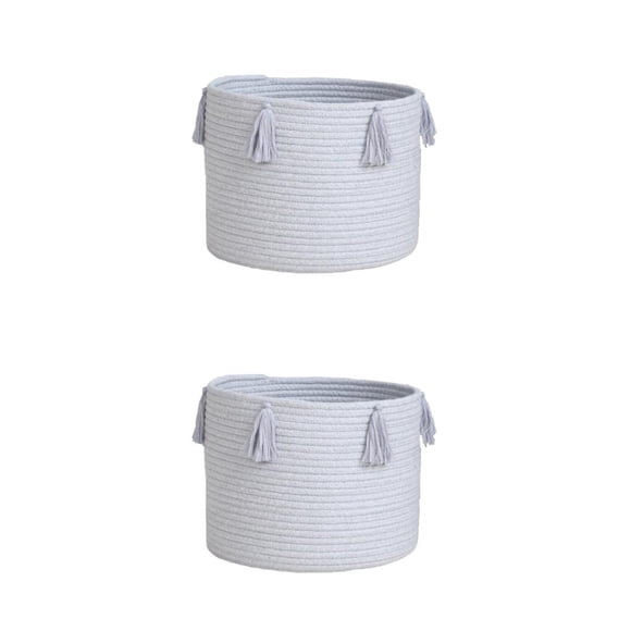 Injueey Cesta de almacenamiento tejida de cuerda de algodón, organizador de lavandería, cestos de ropa con detalles de borlas, tocador Type2 NO2