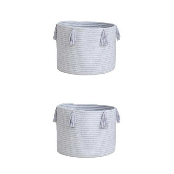 Bewildely Cesta de almacenamiento tejida con cuerda de algodón, organizador de lavandería de mesa, ropa, joyería, artículos diversos, cestos Type2 NO2