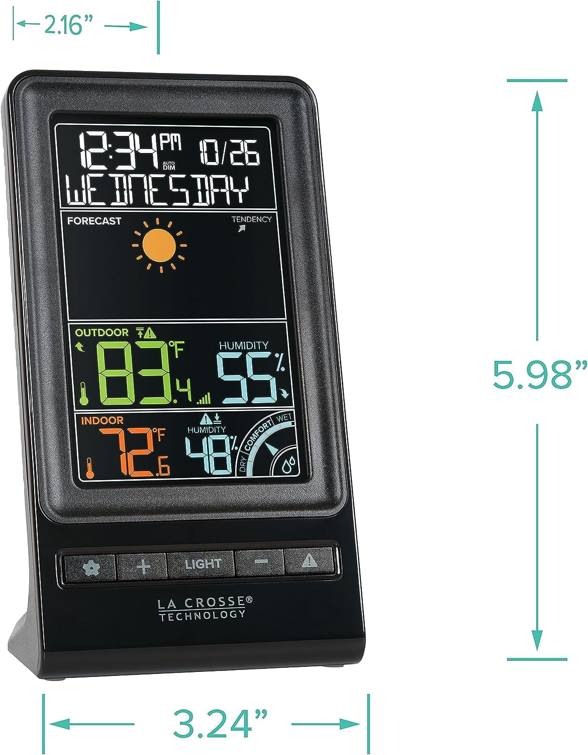 La Crosse Technology Black Digital Multi-Color LCD Wireless Weather Station, 308-1415C